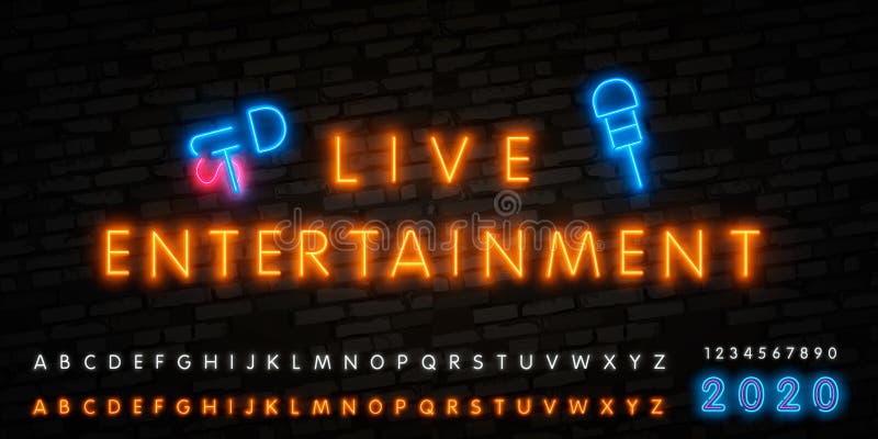 Live music neon sign vector, poster, emblem for live music festival, music bars, karaoke, night clubs. Template for flyers, banners, invitations, brochures and covers. Live music neon sign vector, poster, emblem for live music festival, music bars, karaoke, night clubs. Template for flyers, banners, invitations, brochures and covers