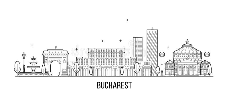 Vector de los edificios de la ciudad de Rumania del horizonte de Bucarest