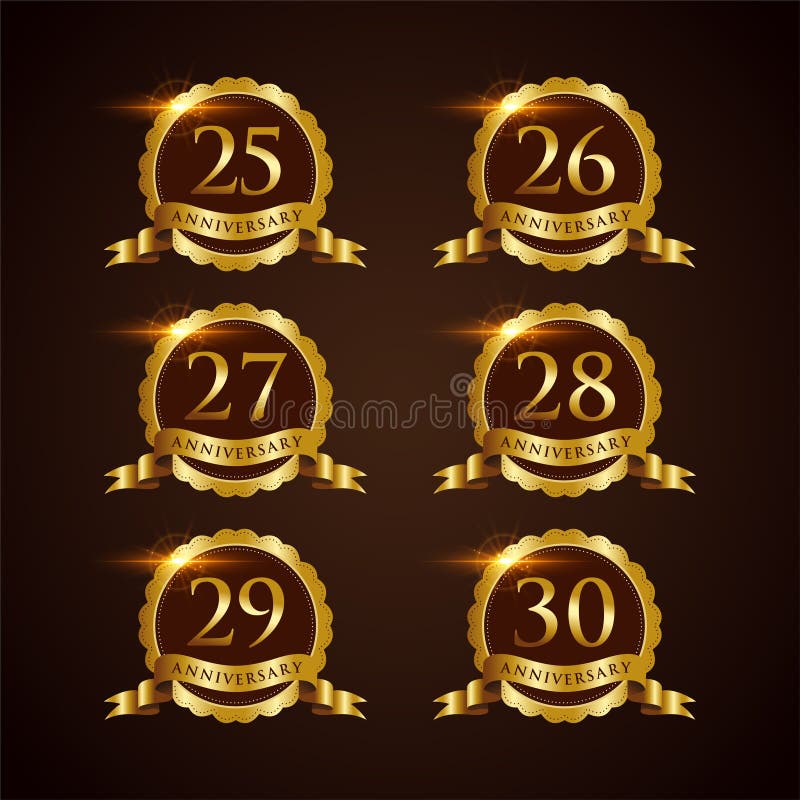 Vector de lujo Illustrator EPS del aniversario 25-30 de la insignia 10 ilustración del vector Vector de lujo Illustrator EPS del aniversario 25-30 de la insignia 10 ilustración del vector