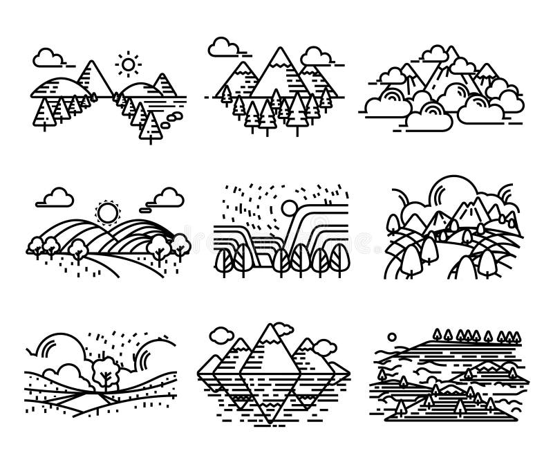 Vector de pictogrammenstijl van de landschapsmening royalty-vrije illustratie Vector de pictogrammenstijl van de landschapsmening royalty-vrije illustratie