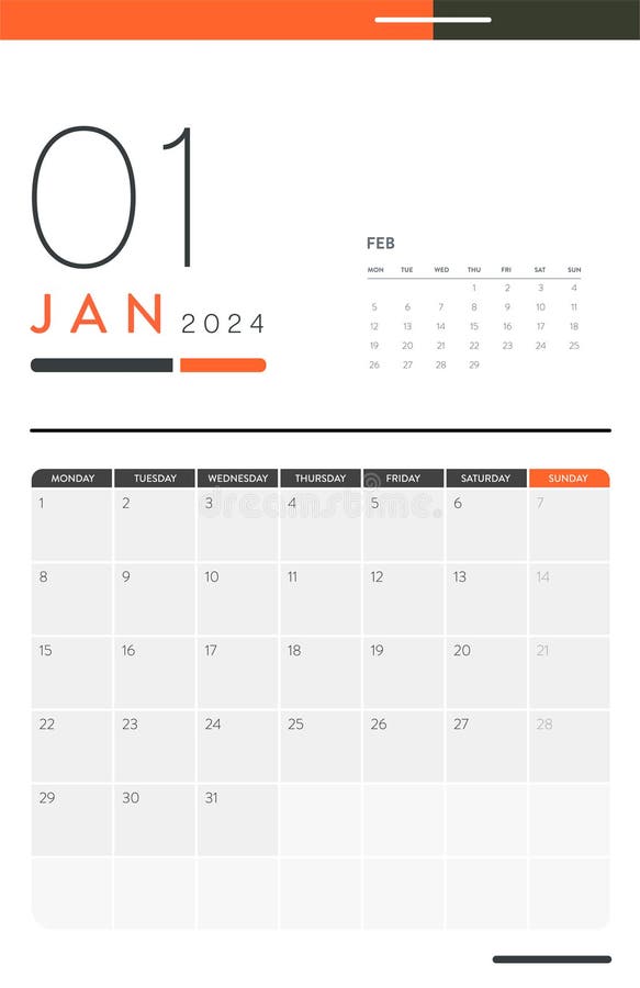 vector de plantilla de calendario mensual 2023 de negocio mínimo creativo.  escritorio, calendario de pared para