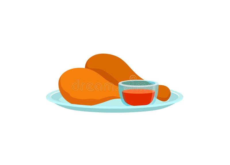 Vector de pollo frito fresco y caliente a mano stock de ilustración