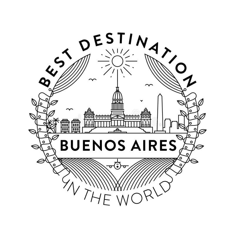 Vector de Stadskenteken van Buenos aires, Lineaire Stijl stock illustratie Vector de Stadskenteken van Buenos aires, Lineaire Stijl stock illustratie