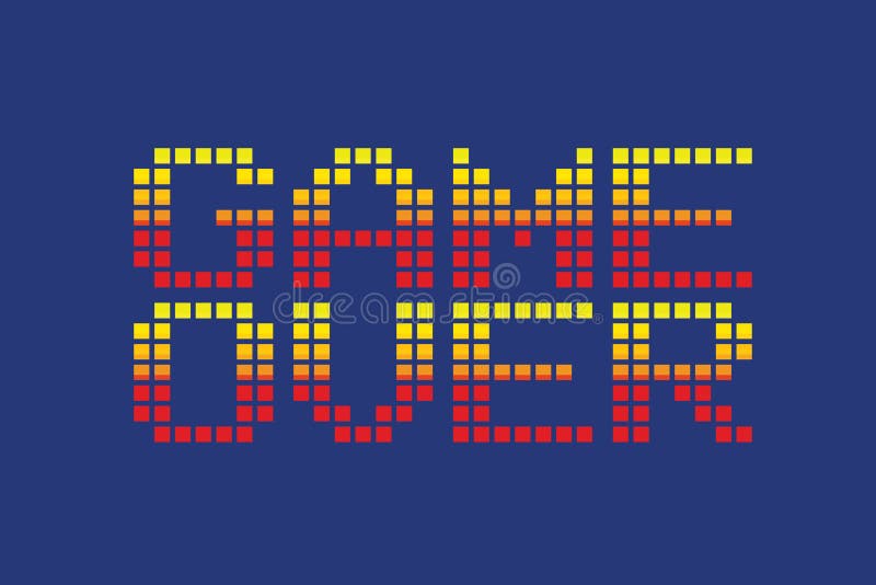 Game over-bericht in vector pixel art stijl royalty-vrije illustratie