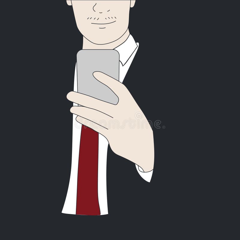 Vector de tragere a unui om de afaceri utilizând telefonul mobil vector illustration