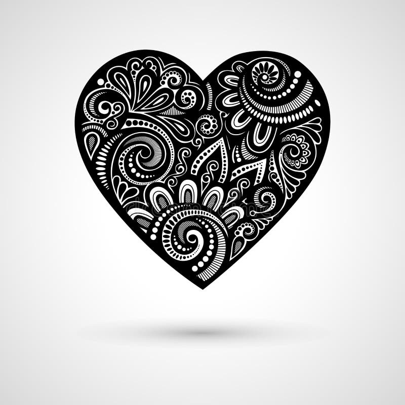 Vector Deco Floral Heart on Gray Background