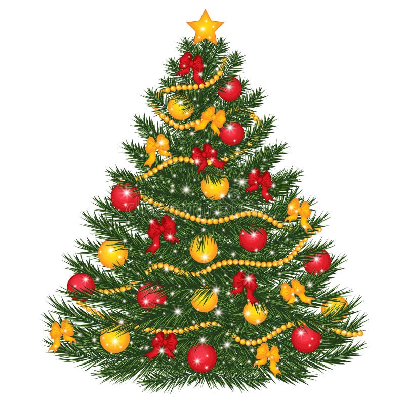 Vector Decorated Christmas Tree. Christmas Tree Vector Illustration stock illustration