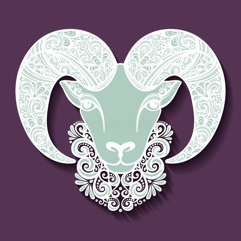 Patterned head of the goat stock vector. Illustration of sign - 53716946