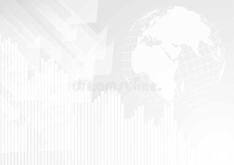 Vector : Decrease arrows and graph with world on gray background. Decrease business concept vectors