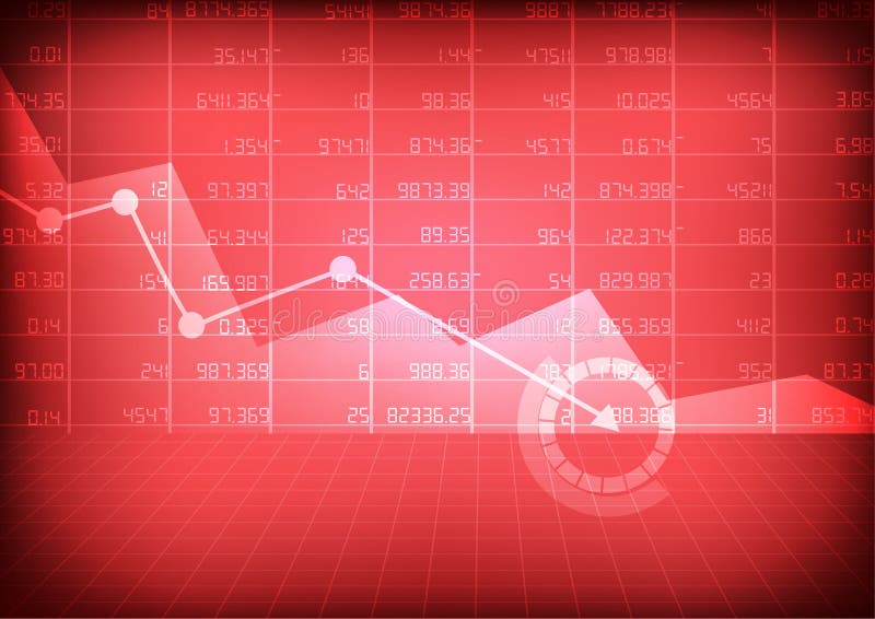 Vector : Decrease business graph and stockboard with circuit breaker. Decrease business concept vectors