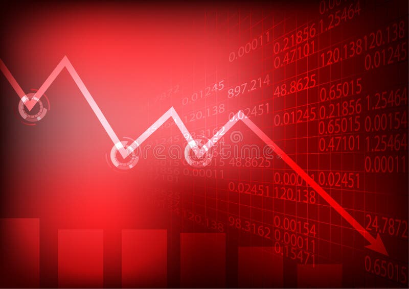Vector : Decrease business graph and stockboard with circuit breaker. Decrease business concept vectors