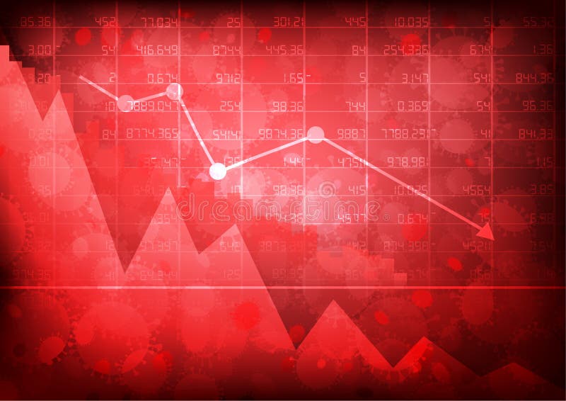 Vector : Decrease business graph with virus. Covid decrease vectors