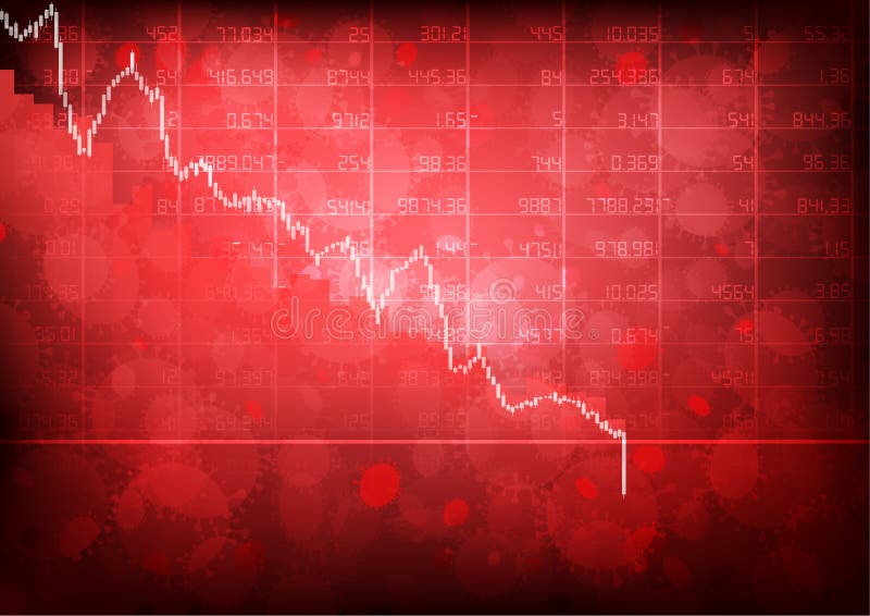 Vector : Decrease business graph with virus. Covid decrease vectors