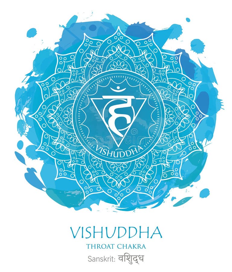 Fifth chakra illustration vector of Vishuddaa in shite background. Fifth chakra illustration vector of Vishuddaa in shite background