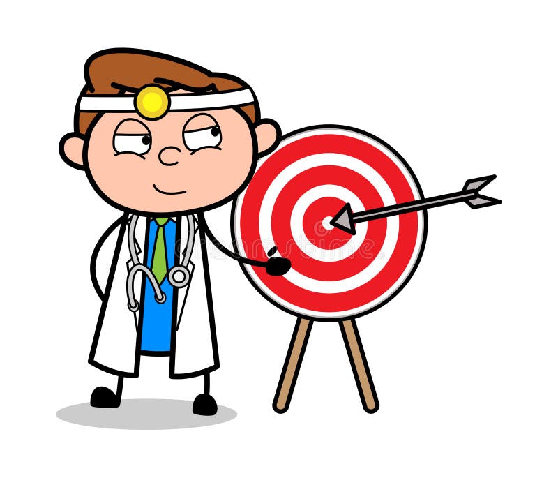Vector del doctor Presenting Dart Board de la historieta libre illustration Vector del doctor Presenting Dart Board de la historieta libre illustration