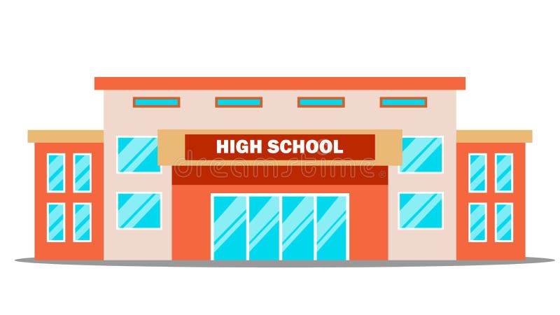 Vector del edificio de la escuela secundaria clásico Ejemplo plano aislado de la historieta ilustración del vector Vector del edificio de la escuela secundaria clásico Ejemplo plano aislado de la historieta ilustración del vector