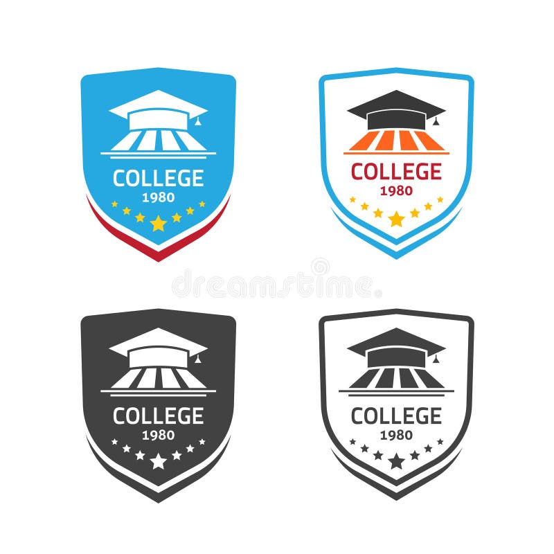Vector del emblema de la universidad, concepto de símbolo de la cresta de la escuela stock de ilustración Vector del emblema de la universidad, concepto de símbolo de la cresta de la escuela stock de ilustración