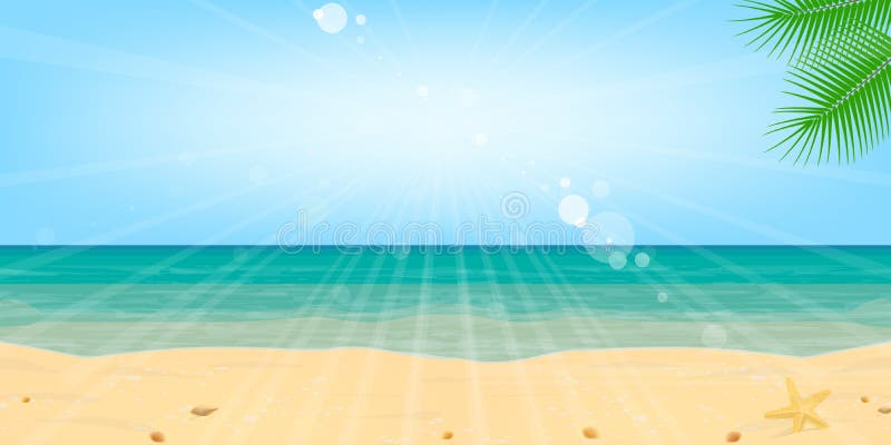 Vector Del Fondo Del Paisaje Del Sol Del Agua Del Arena De Mar De La