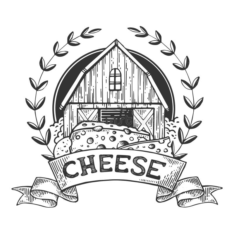 Vector Del Grabado Del Emblema Del Vintage Del Fabricante Del Queso