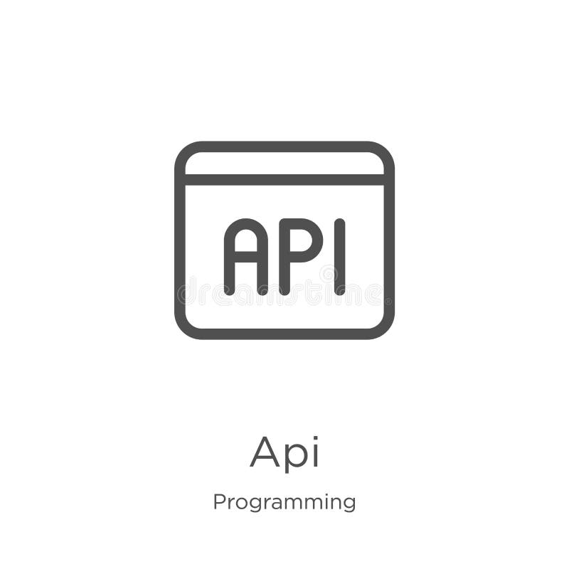 vector del icono del api de la colecci?n programada L?nea fina ejemplo del vector del icono del esquema del api Esquema, l?nea fi stock de ilustración vector del icono del api de la colecci?n programada L?nea fina ejemplo del vector del icono del esquema del api Esquema, l?nea fi stock de ilustración