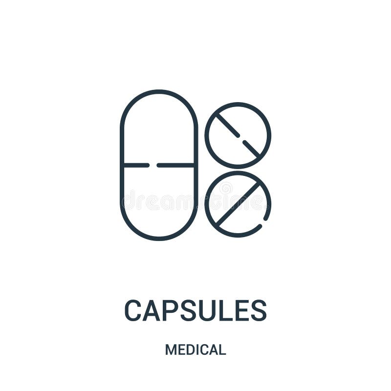 vector del icono de las cápsulas de la colección médica La línea fina encapsula el ejemplo del vector del icono del esquema stock de ilustración vector del icono de las cápsulas de la colección médica La línea fina encapsula el ejemplo del vector del icono del esquema stock de ilustración