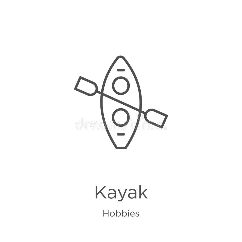 Vector del icono del kajak de la colección de las aficiones Línea fina ejemplo del vector del icono del esquema del kajak Esquema libre illustration