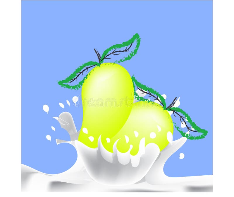 vector del logotipo del chapoteo del mango y de la leche aislado en fondo azul libre illustration vector del logotipo del chapoteo del mango y de la leche aislado en fondo azul libre illustration