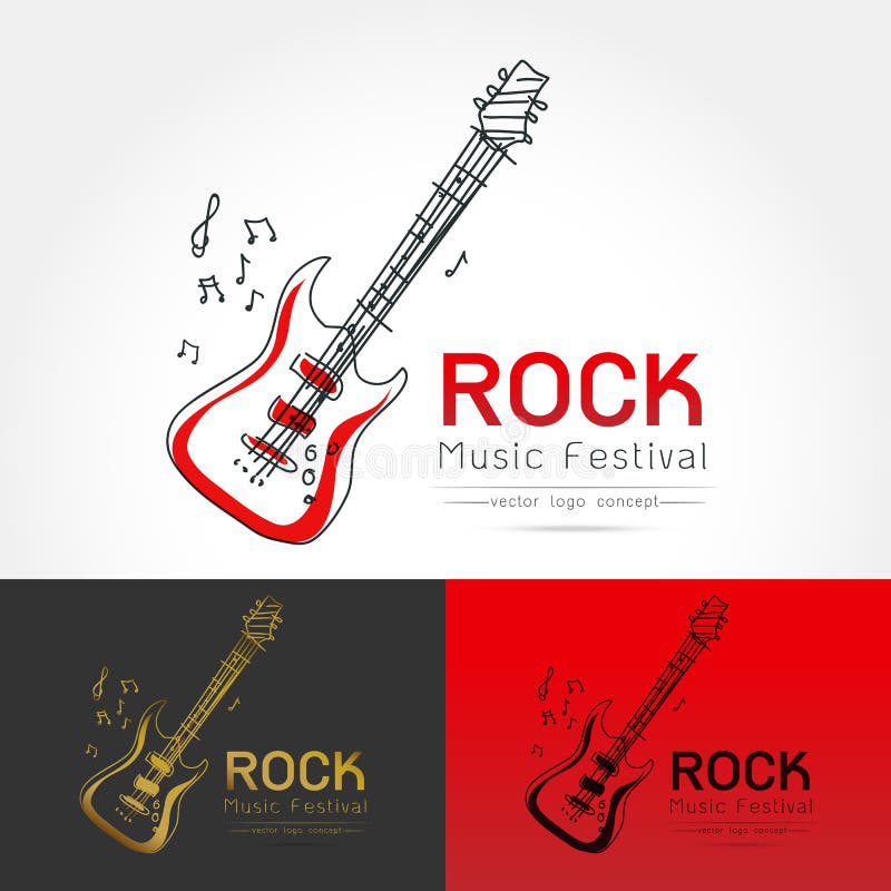 Vector del logotipo de la guitarra de la roca ilustración del vector Vector del logotipo de la guitarra de la roca ilustración del vector