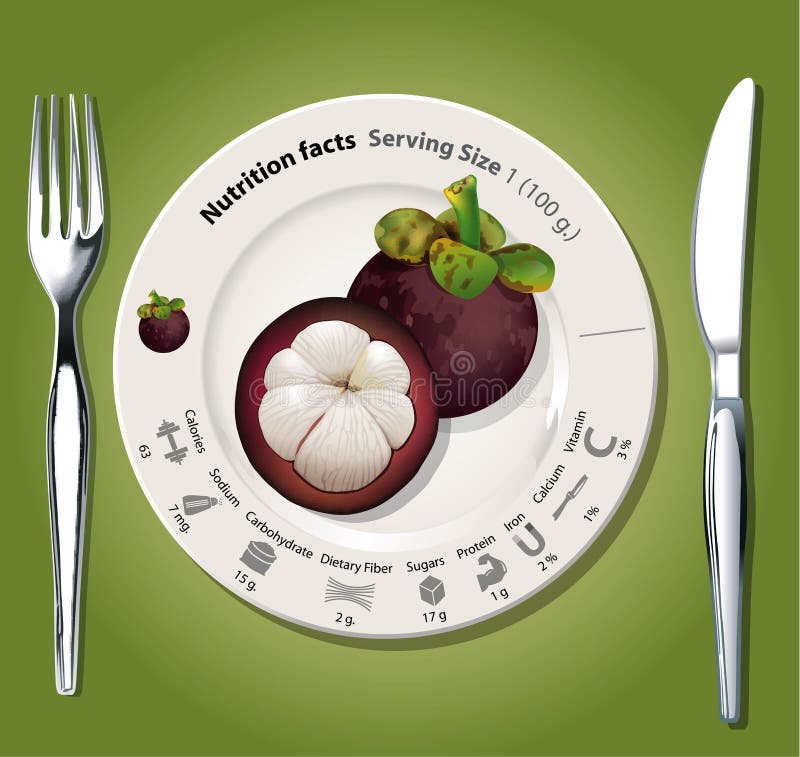 Vector del mangostán de los hechos de la nutrición libre illustration Vector del mangostán de los hechos de la nutrición libre illustration