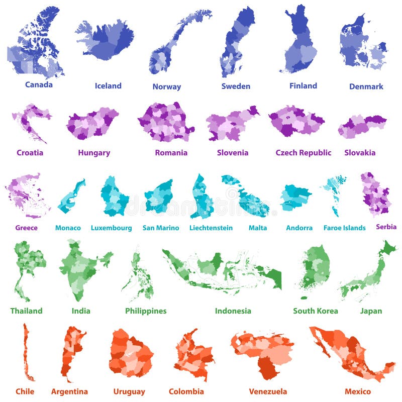 Vector del mapa del mundo coloreado