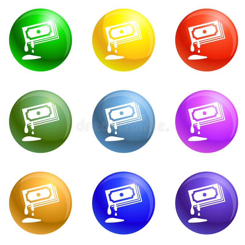 Vector del sistema de los iconos del dinero de sangre ilustración del vector Vector del sistema de los iconos del dinero de sangre ilustración del vector