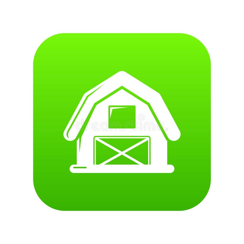 Icono vectorial verde de establo de caballos ilustración del vector