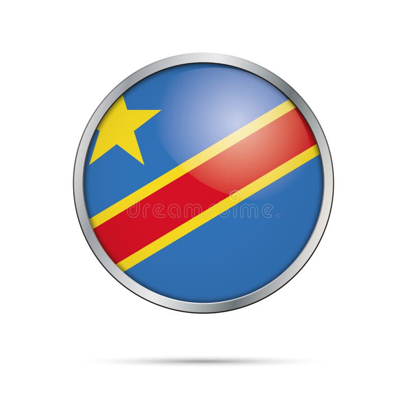 Vector Democratic Republic of the Congo flag in glass button sty stock illustration