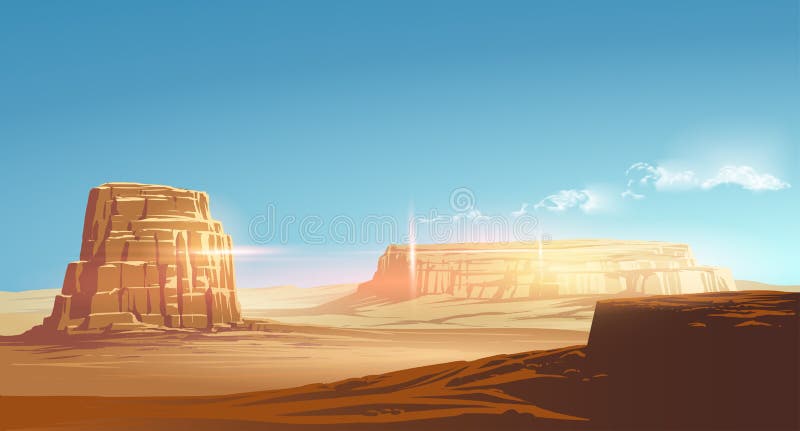 Desert illustration background in vector. Panorama arizona vectors