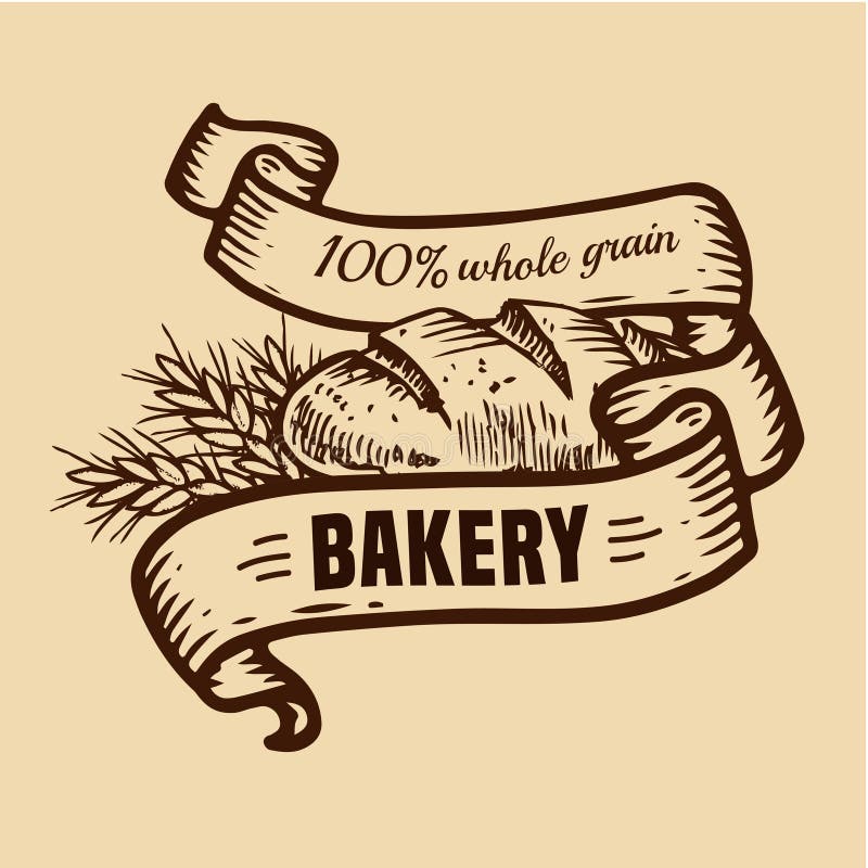 Bread logo with ribbons stock illustration