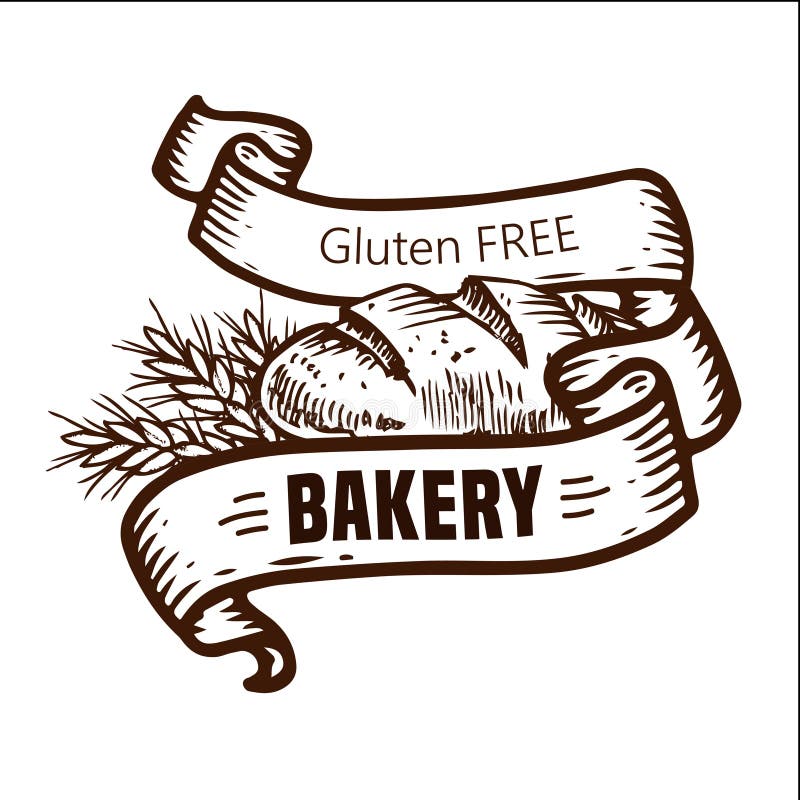 Bread logo with ribbons vector illustration