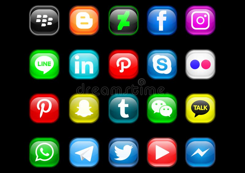 Social media icon pack stock illustration