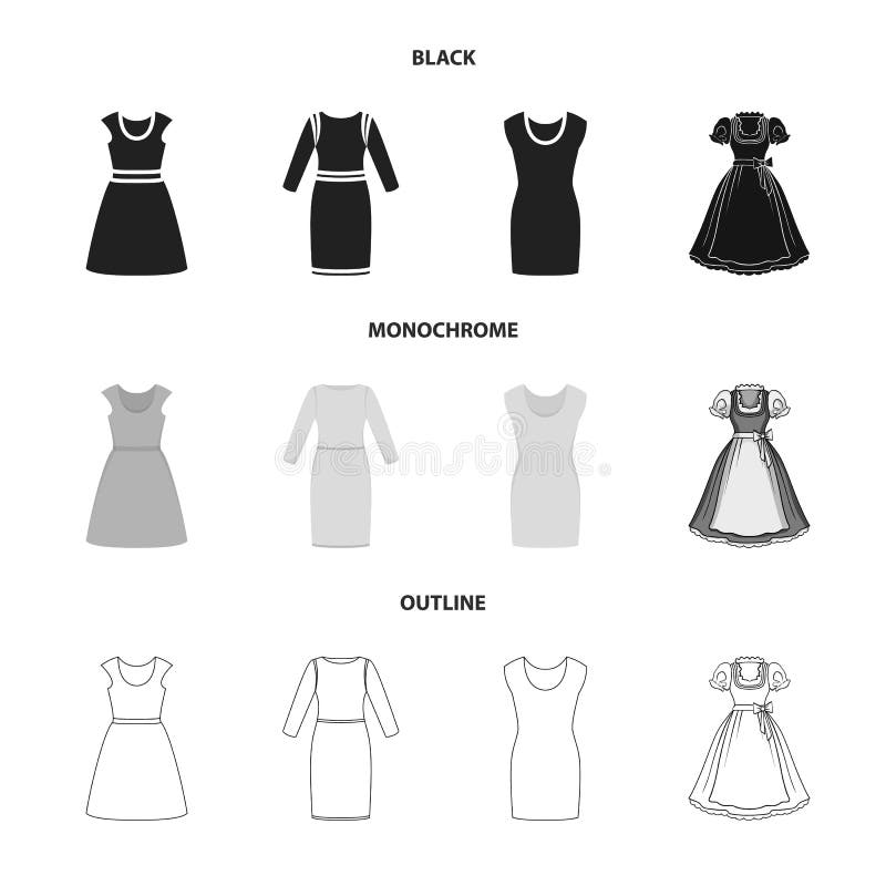 Vector Design of Dress and Clothes Icon. Set of Dress and Evening ...