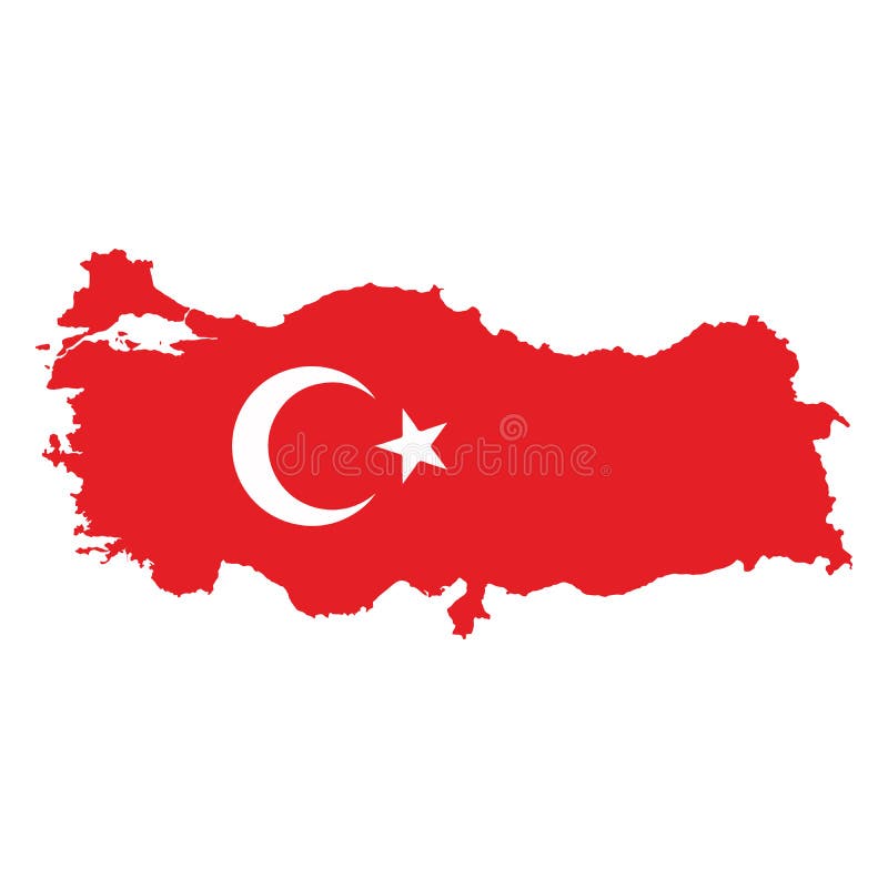 Vector Map Flag of Turkey Isolated on White Background Stock Vector ...