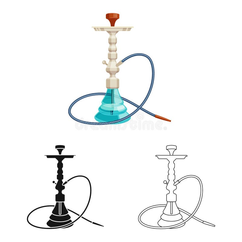 Isolated object of hookah and shisha  sign. Set of hookah and accessory stock symbol for web.