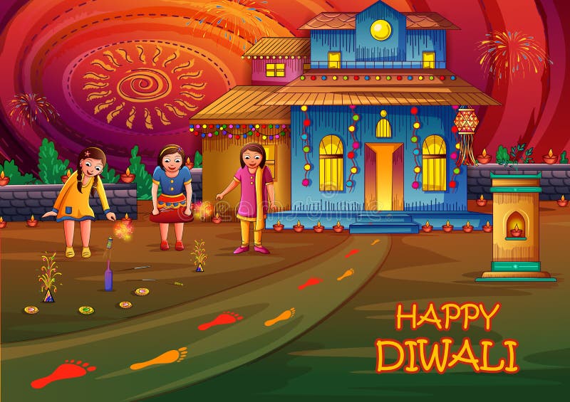 Happy Diwali Traditional Festival of India Greeting Background with ...