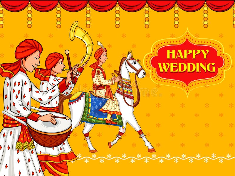 Indian man on horse in wedding ceremony of India Baraati