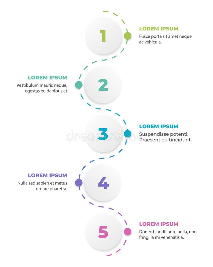 Vector design of infographic template with 5 stages or steps and text blocks stock illustration
