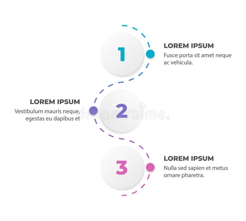 Vector design of infographic template with 3 stages or steps and text blocks royalty free illustration