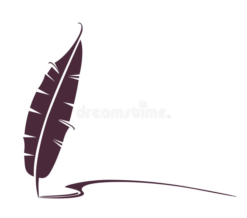 Feather Quill Pen Icon, Classic Stationery Illustration. Stock Vector -  Illustration of history, inkwell: 147890960