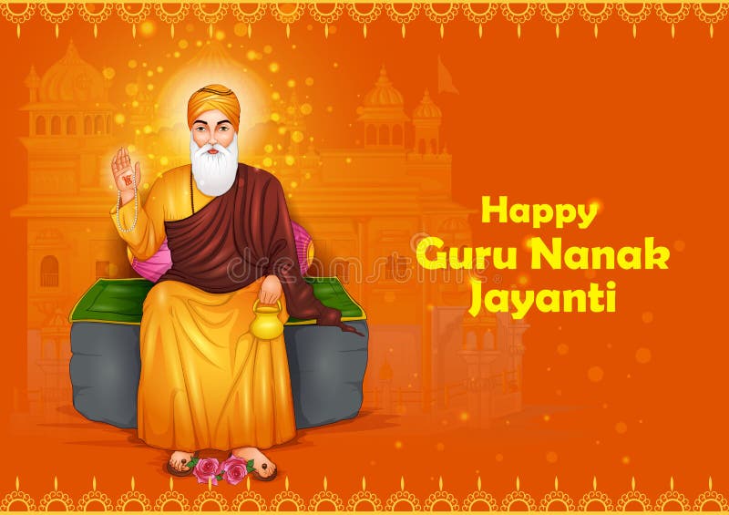 Punjabi Festival Guru Nanak Jayanti Celebrating Birthday of Tenth Guru and  Founder of Sikhism, Baba Nanak Stock Vector - Illustration of holiday,  gurdwara: 233871150