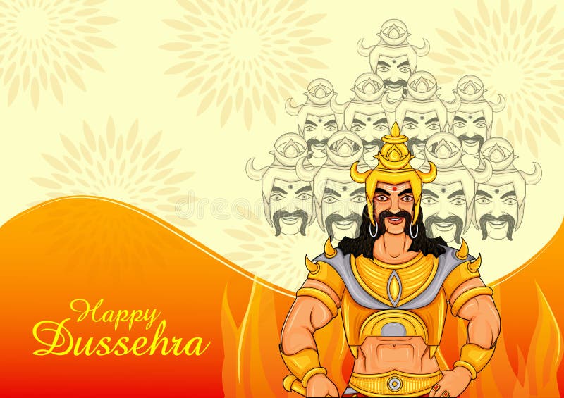Ravana on India Festival Happy Dussehra Background Stock Vector -  Illustration of navratri, devotion: 231990292