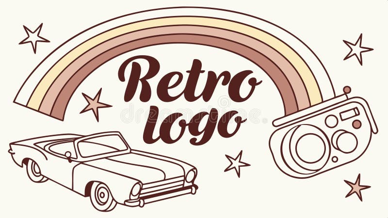 Retro logo design, vintage style emblem template vector design Generative AI stock illustration