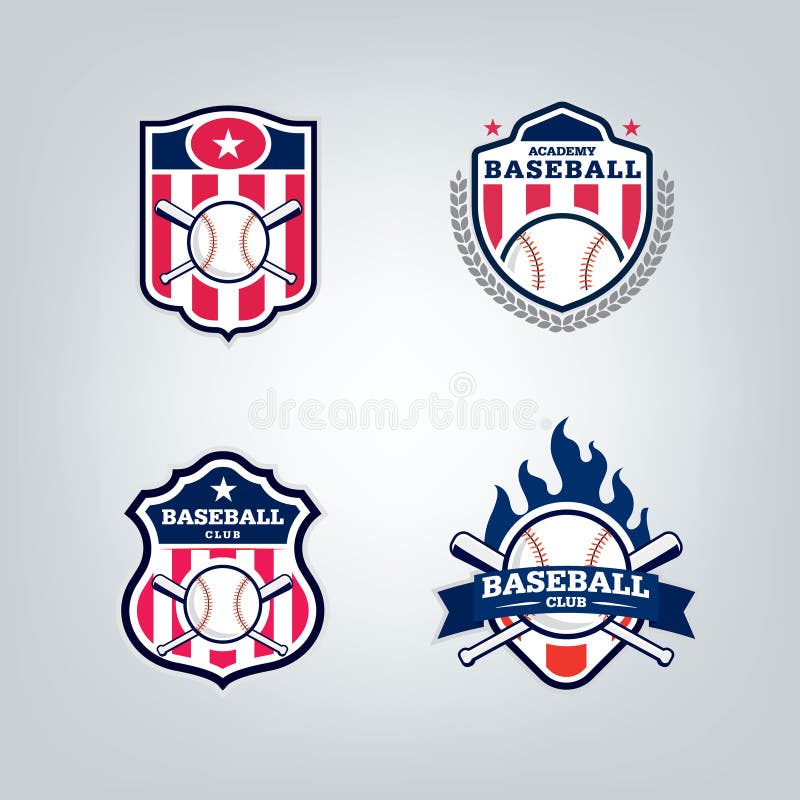 Vector Design Set of Baseball Sport Team Logo Stock Vector