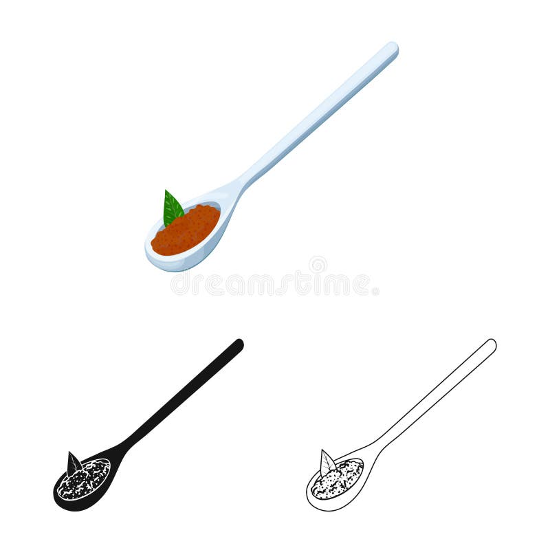 Isolated Object of Spoon and Tea Sign. Collection of Spoon and Leaf